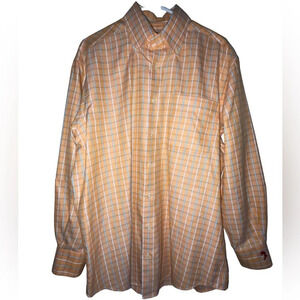 Peter Millar GASPARILLA Button Up Pirate Size Medium Orange Plaid Golf Preppy